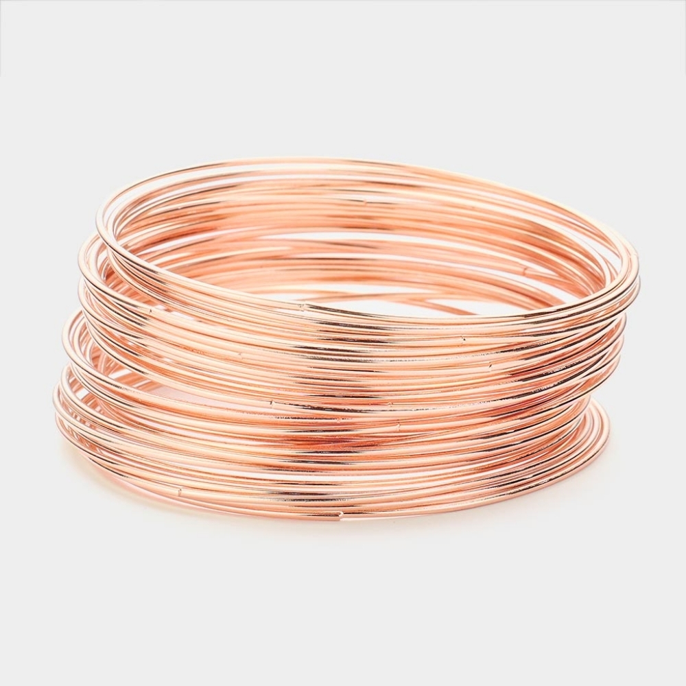 Rose Gold 30 Piece Thin Metal Bangle Bracelets Set